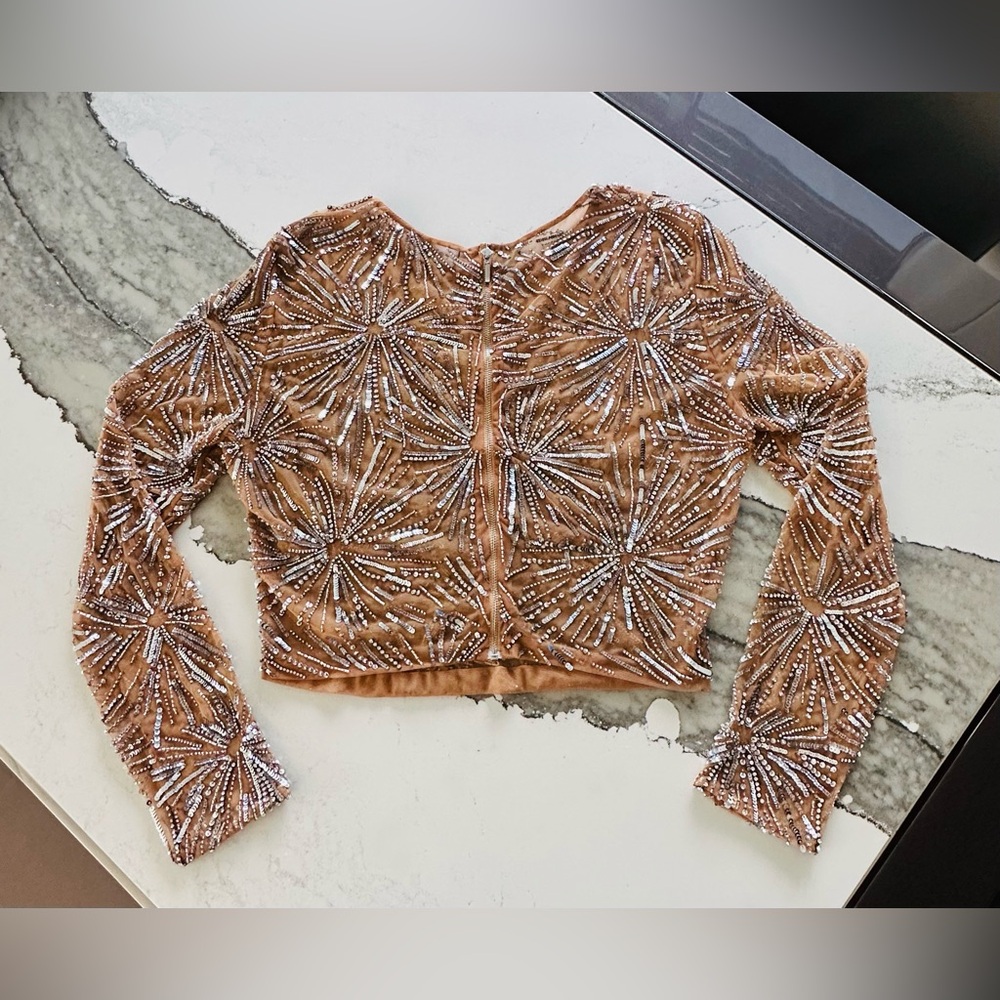 Retrofete Bessie Embellished Sheer Crop Top - Picture 5 of 8